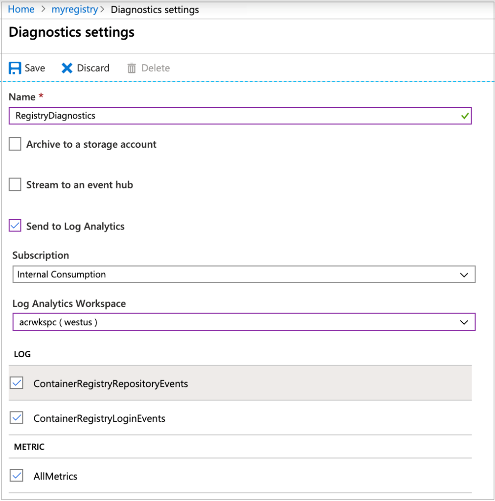 Azure Container Registry Preview of diagnostic and audit logs Blog