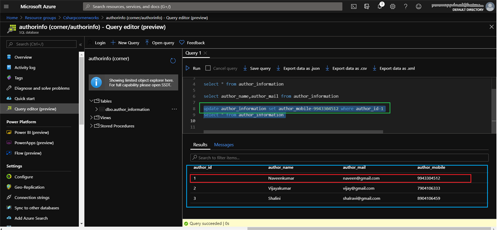 Performing CRUD Operations In Azure SQL Database