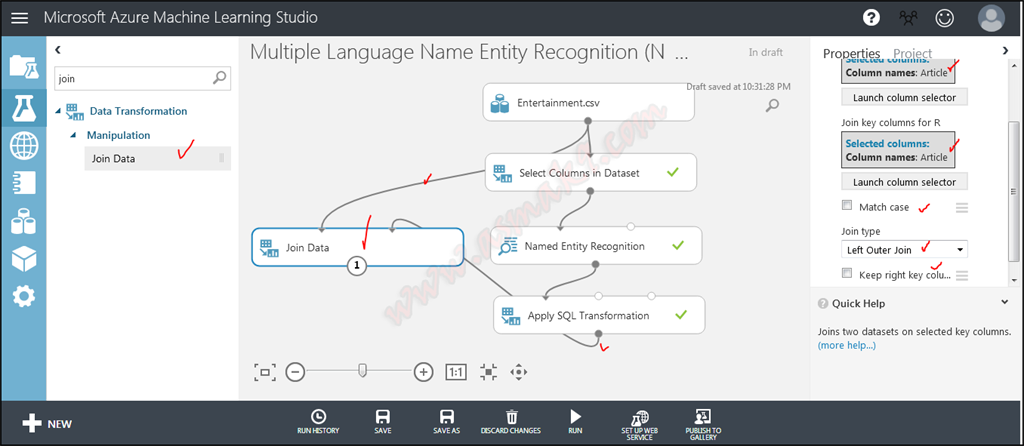 Azure Machine Learning Studio - Multiple Language Named Entity Recognition (NER) Text Analysis