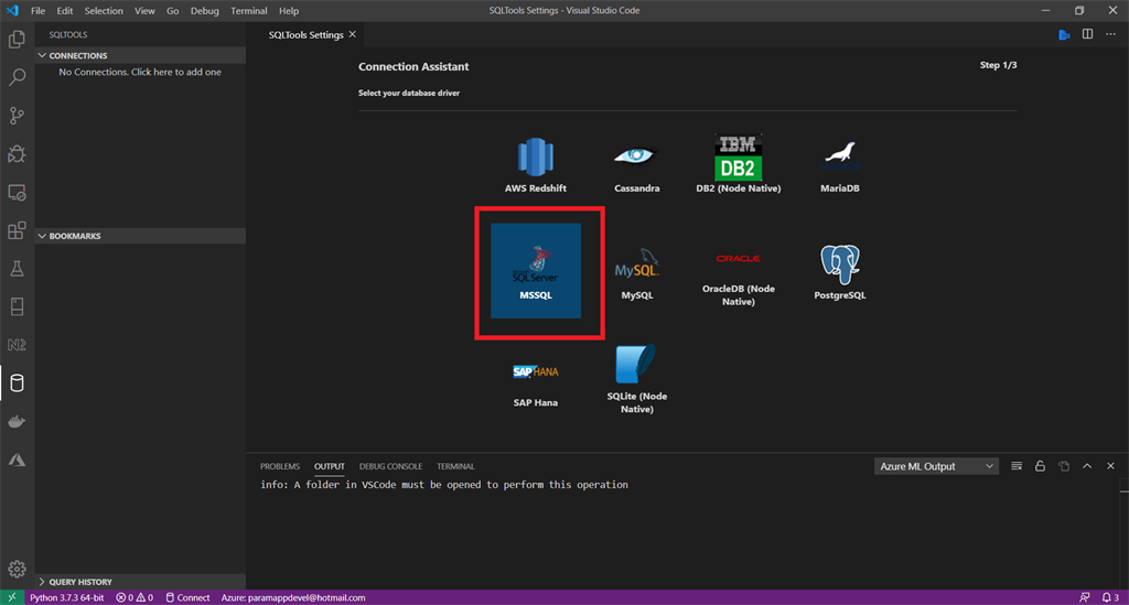 Connecting Azure SQL Database In Visual Studio Code