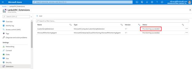 Adding Custom Script Extension In Azure Virtual Machine