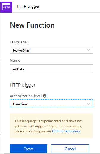 Azure HTTP PowerShell Function App