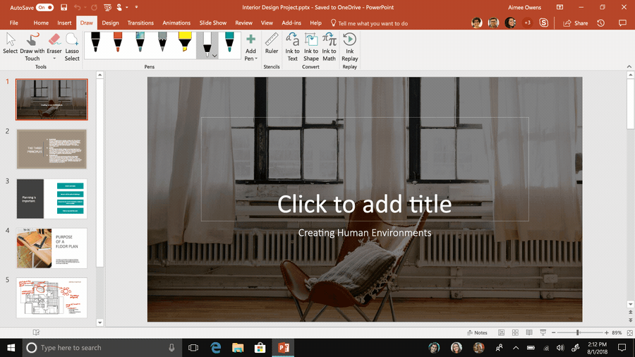 An animated GIF showing how Ink Recognizer is used in PowerPoint.