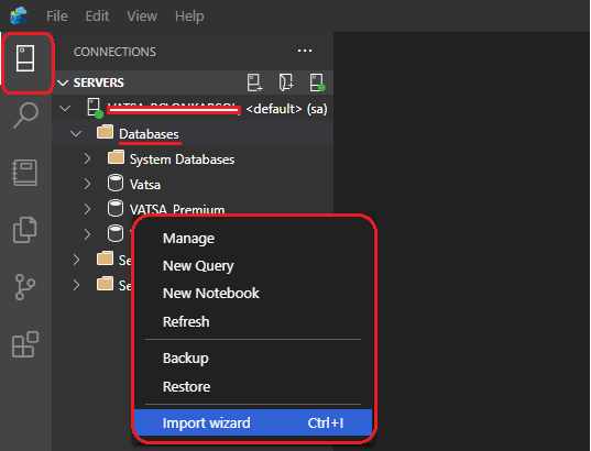 click on the import option