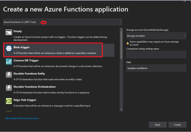 Create A Azure Function Triggered By Blob Storage Using C#