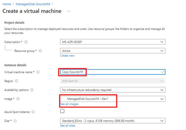 How to create Azure Virtual Machine using a Snapshot