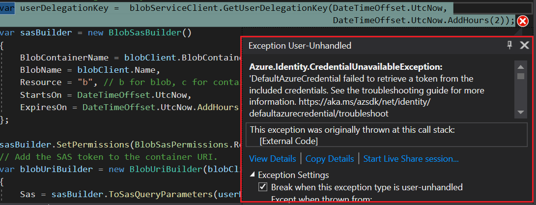Set up Azure Service Authentication account in VS