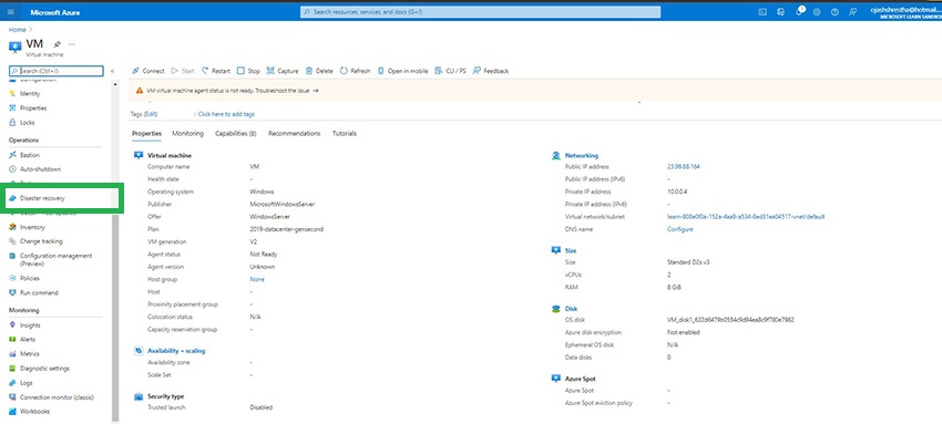 Disaster Recovery for Azure Virtual Machine