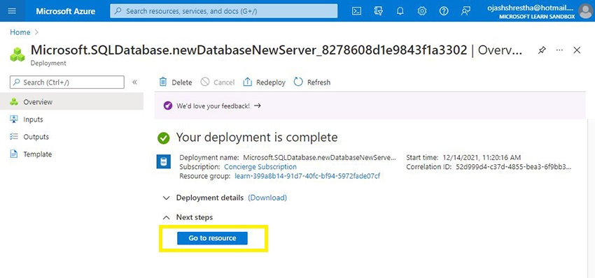 Create a Single Serverless Database in Azure