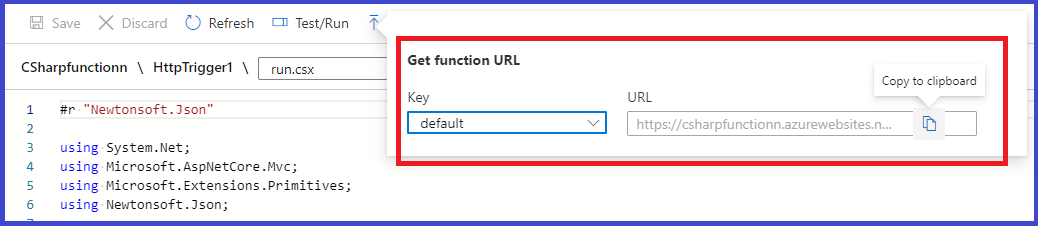Http Trigger Function in Azure Portal