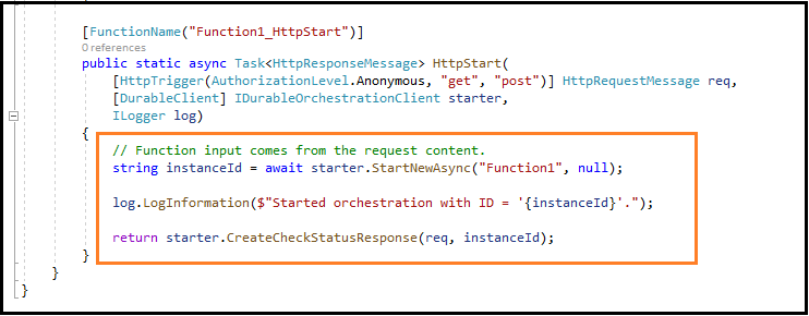 Create Azure Durable Function in Visual Studio