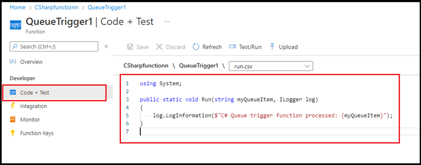Create Azure Function – Queue Trigger in Azure Portal