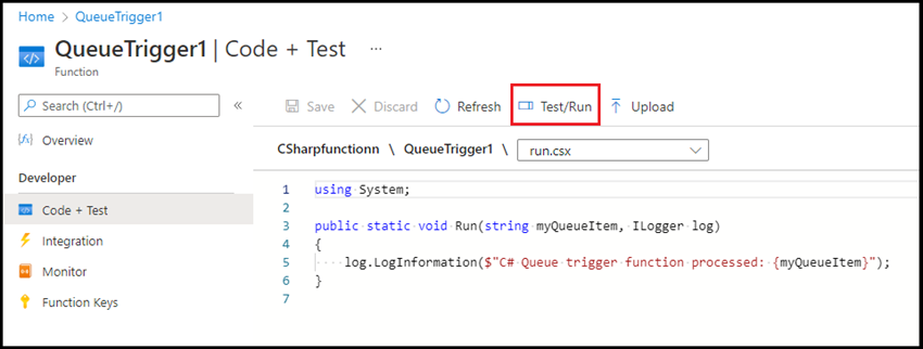 Create Azure Function – Queue Trigger in Azure Portal