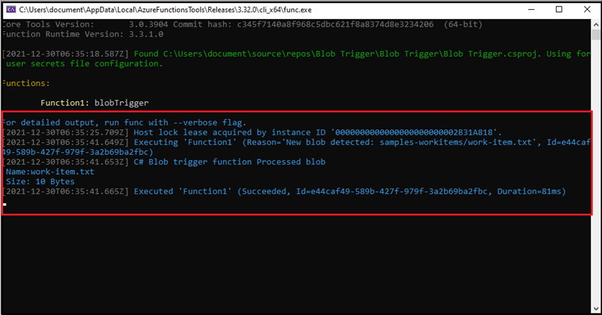 Deploy Azure Function – Blob Trigger from Visual Studio