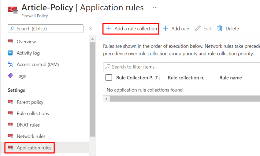 Configuring The Application Rules in Azure Firewall
