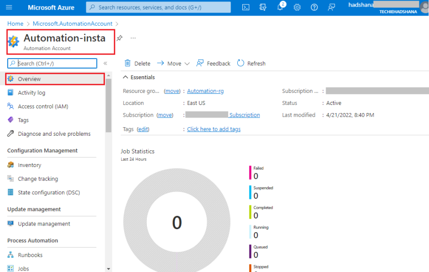 Azure Automation in Azure