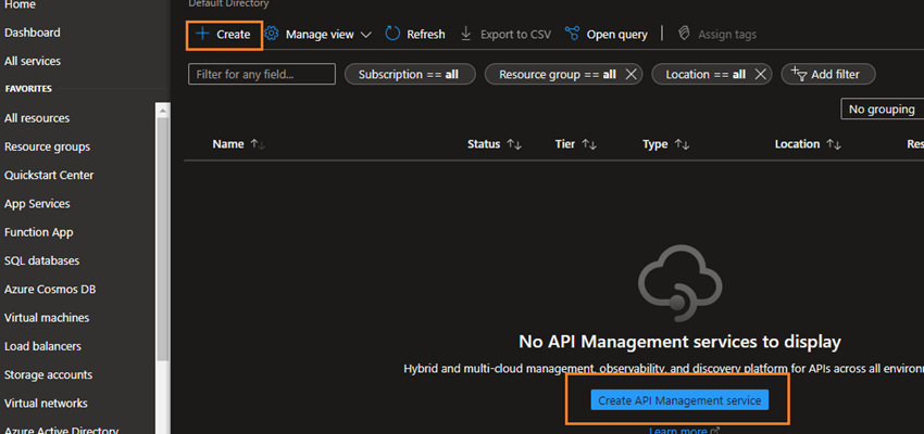 How to create Azure API Management