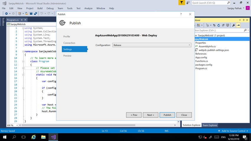 Creating And Deploying Microsoft Azure WebJobs