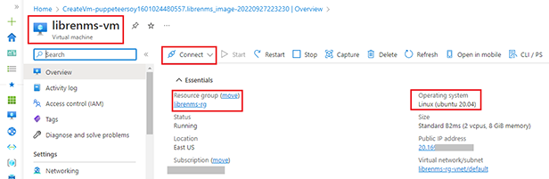 Deploying the LibreNMS Image in Azure
