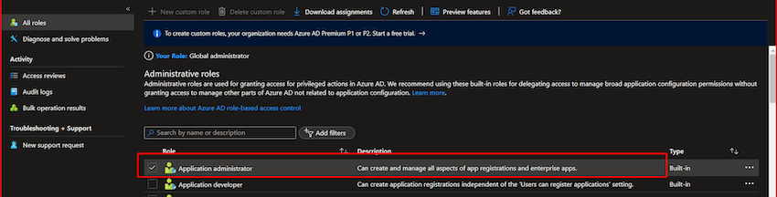 How to assign Application administrator permission to Azure Managed identity