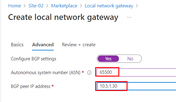 Configuring BGP Tunnel in Azure