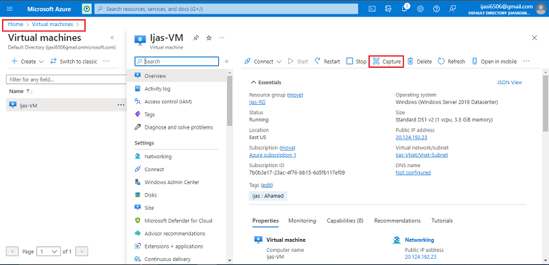 Generalize Virtual Machines and Create Image VMs in Azure Portal