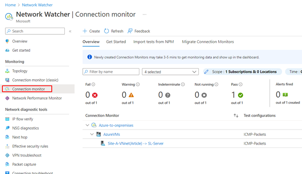 Monitoring VPN Connectivity from Azure Virtual Machine to On-premises Server