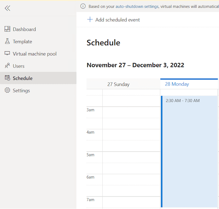 scheduled event in calendar
