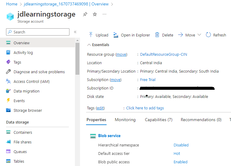 Upload File into Azure Blob Storage and Trigger Blob Storage using Azure Function