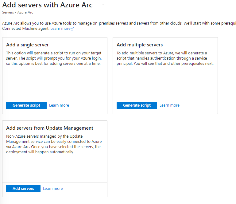 Add servers with Azure arc