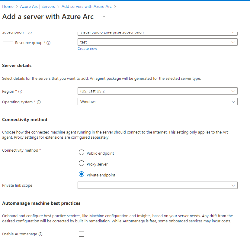 Add servers with Azure arc