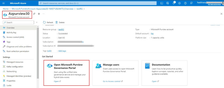 Microsoft Purview governance portal tile