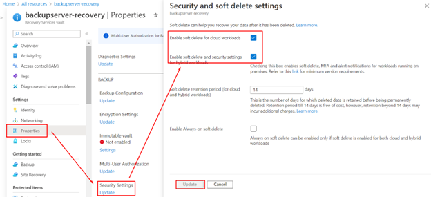 Security and soft delete settings