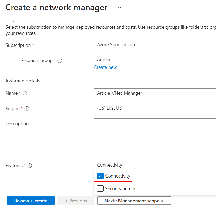 Create network manager