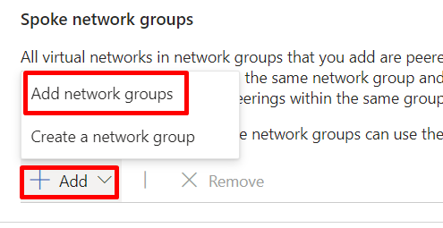 Spoke network groups
