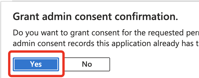 Admin consent confirmation