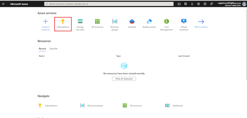 Active Azure Account Using Azure Pass