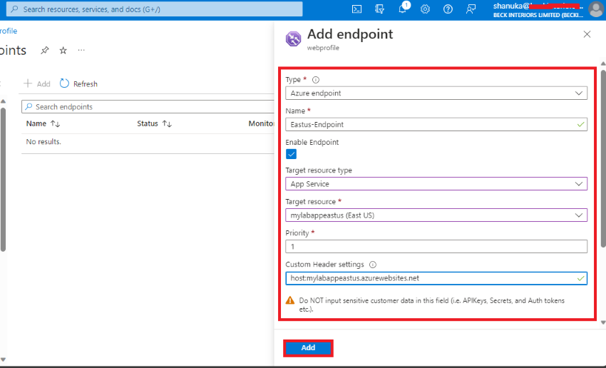 Azure Endpoint