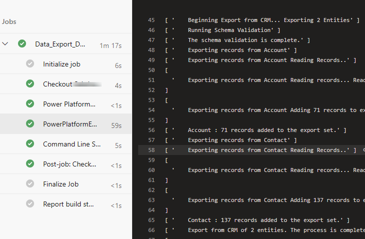 Pipeline run for Data Export pipeline