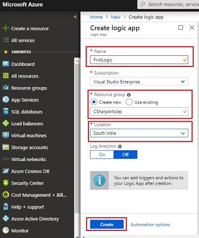 Create logic app