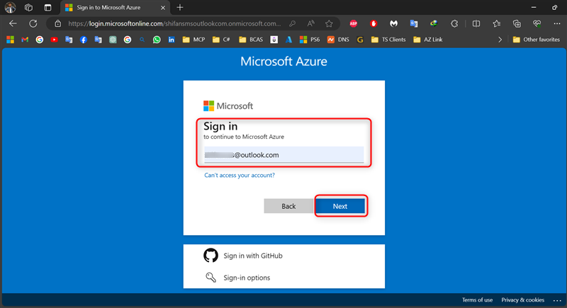 Microsoft Azure Login