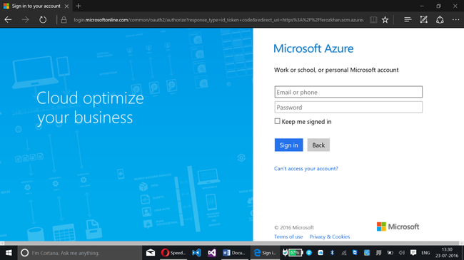  Azure login credentials