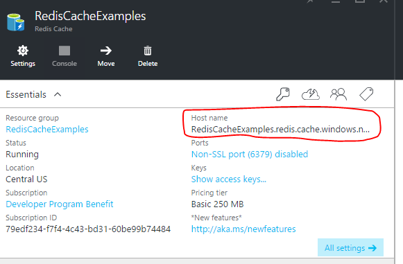 Redis Cache URL