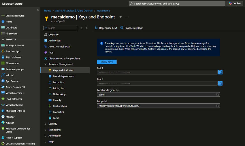 Endpoints section